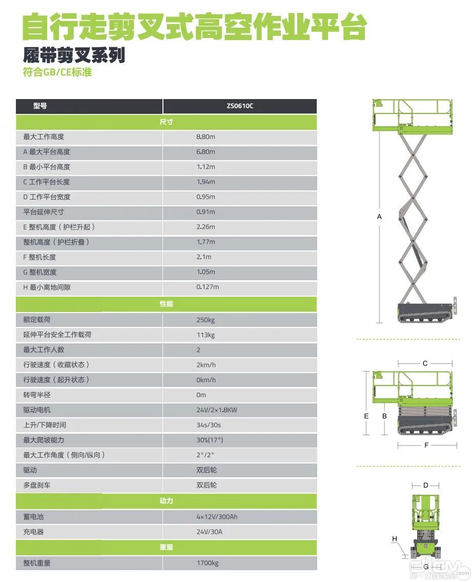 履带小坦克！中联重科智能高机履带剪叉式高空作业平台ZS0610C